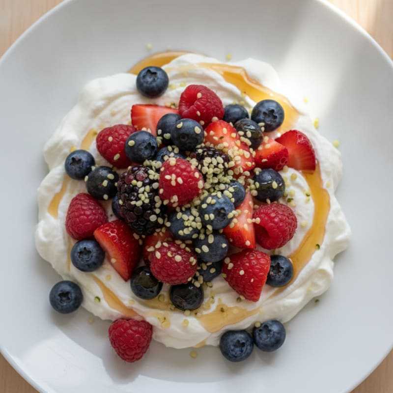 Silky Greek Yogurt Protein Pudding with Mixed Berries