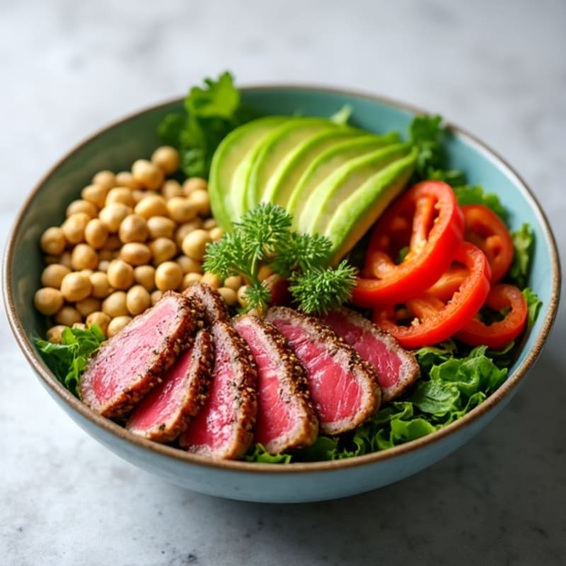 Fresh Ahi Tuna Bowl with Creamy Avocado and Crispy Vegetables
