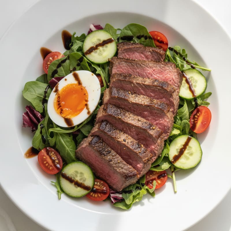 Seared Beef Steak Salad with Mixed Greens