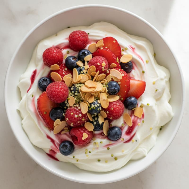 Creamy Greek Yogurt with Mixed Berries and Protein Crunch