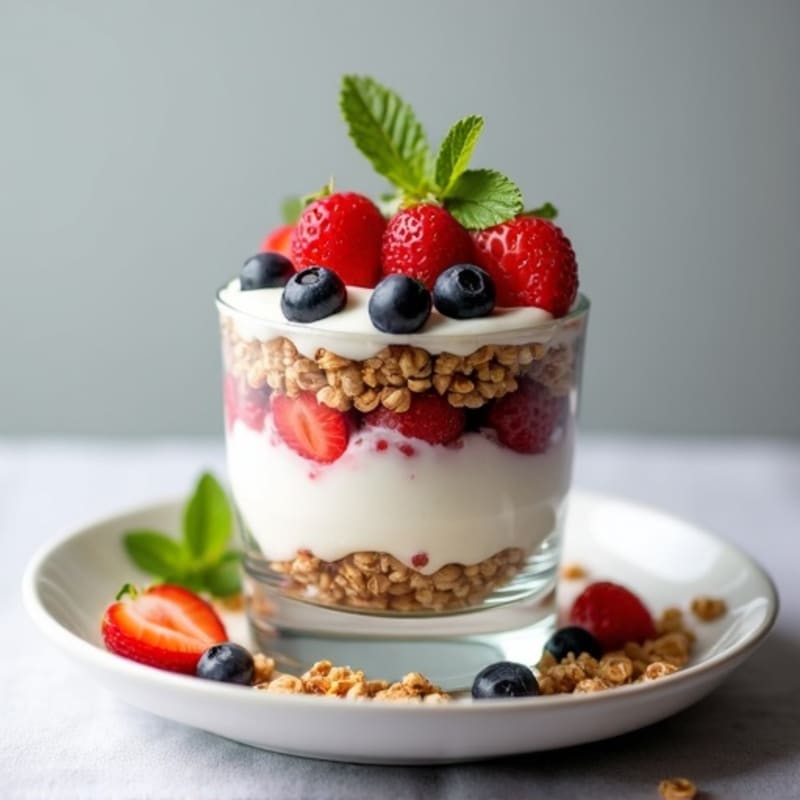 Greek Yogurt Parfait with Toasted Lentils and Fresh Berries
