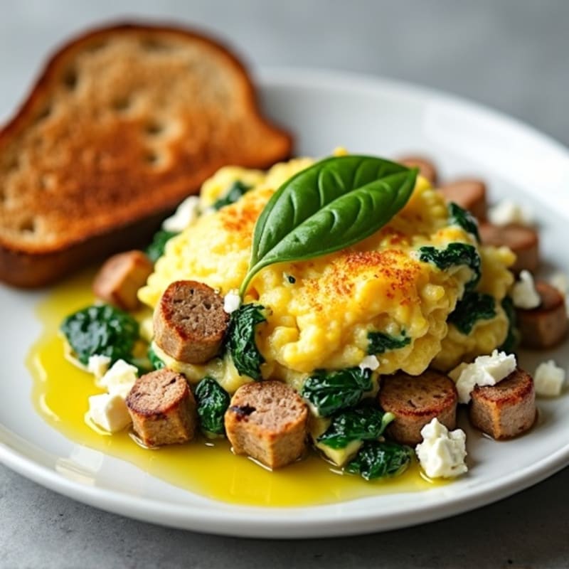 Chicken Sausage and Egg White Scramble with Spinach