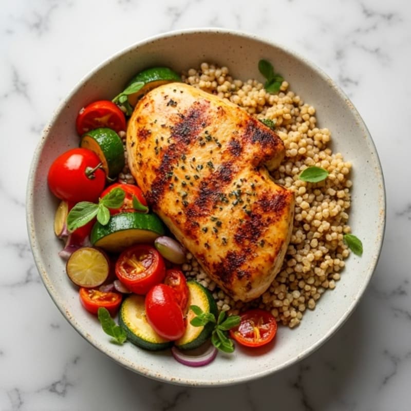 Herb-Spiced Chicken Shawarma Bowl with Roasted Vegetables