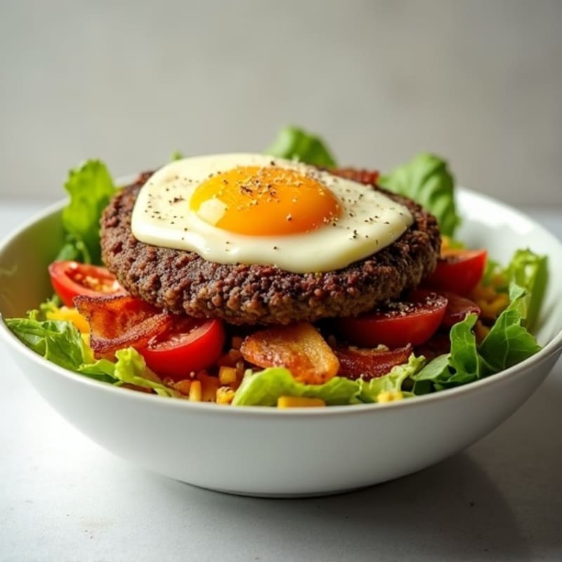 Lean Beef Cheeseburger Bowl with Crispy Bacon
