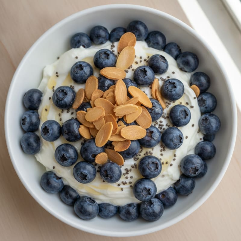 Greek Yogurt Protein Parfait with Mixed Berries and Almonds
