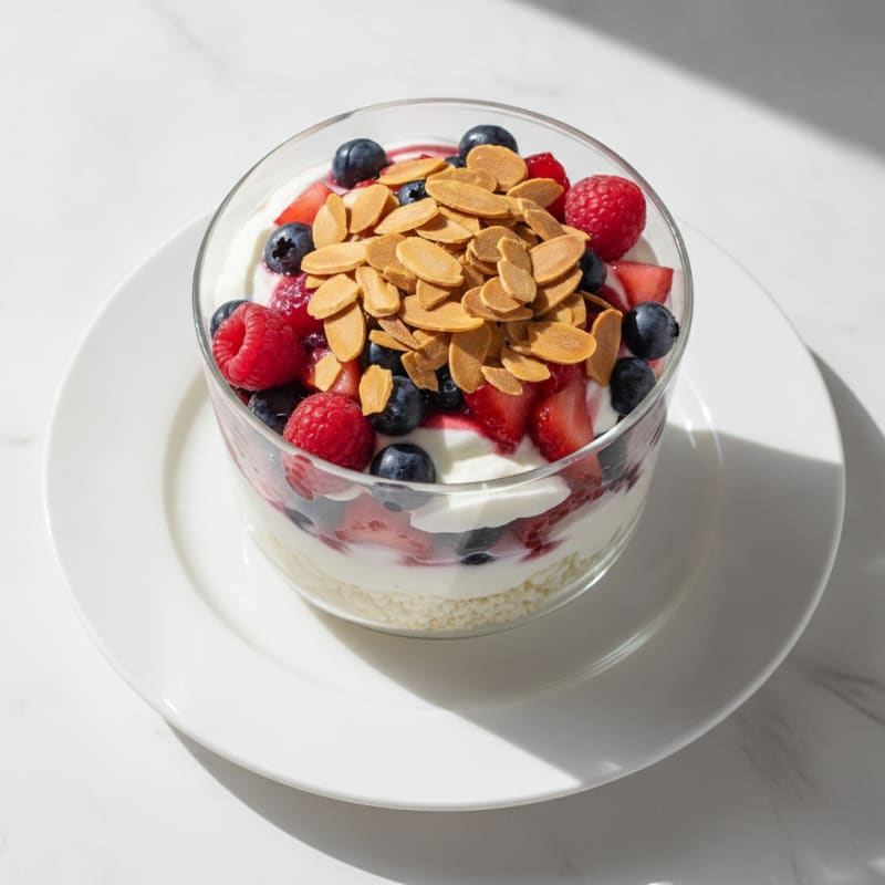Greek Yogurt Protein Parfait with Mixed Berries and Almonds