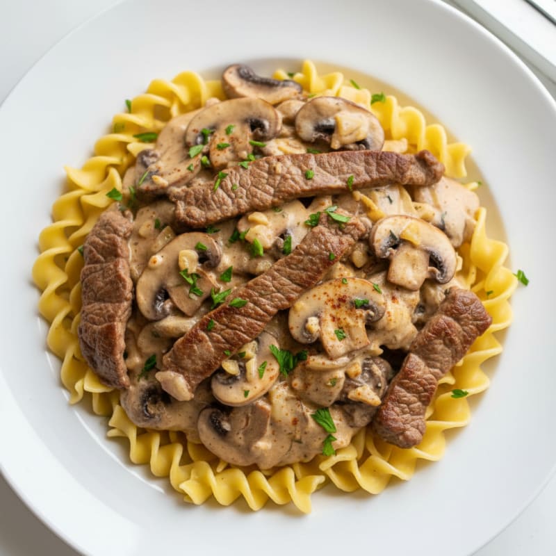 Classic Beef Stroganoff with Egg Noodles