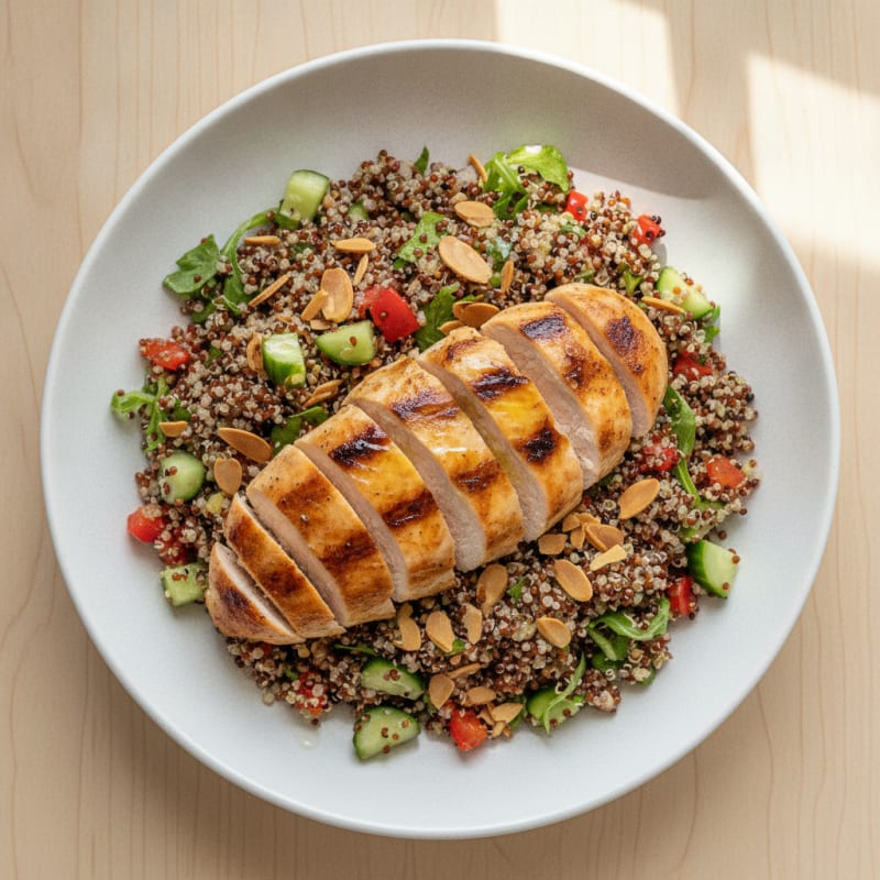 Grilled Chicken Breast with Crunchy Quinoa Salad