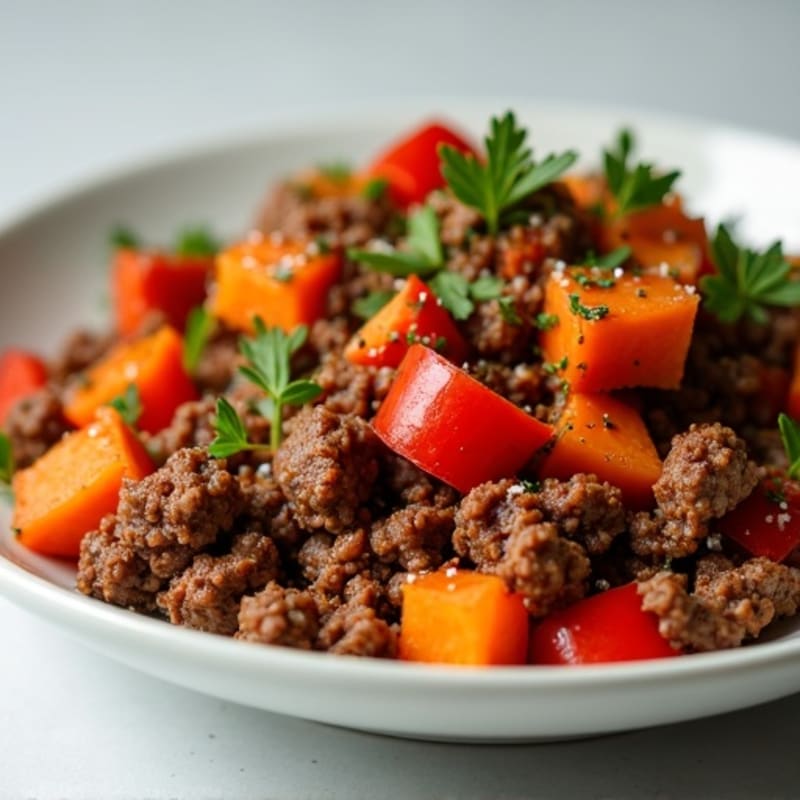 Crispy Ground Beef and Sweet Potato Hash