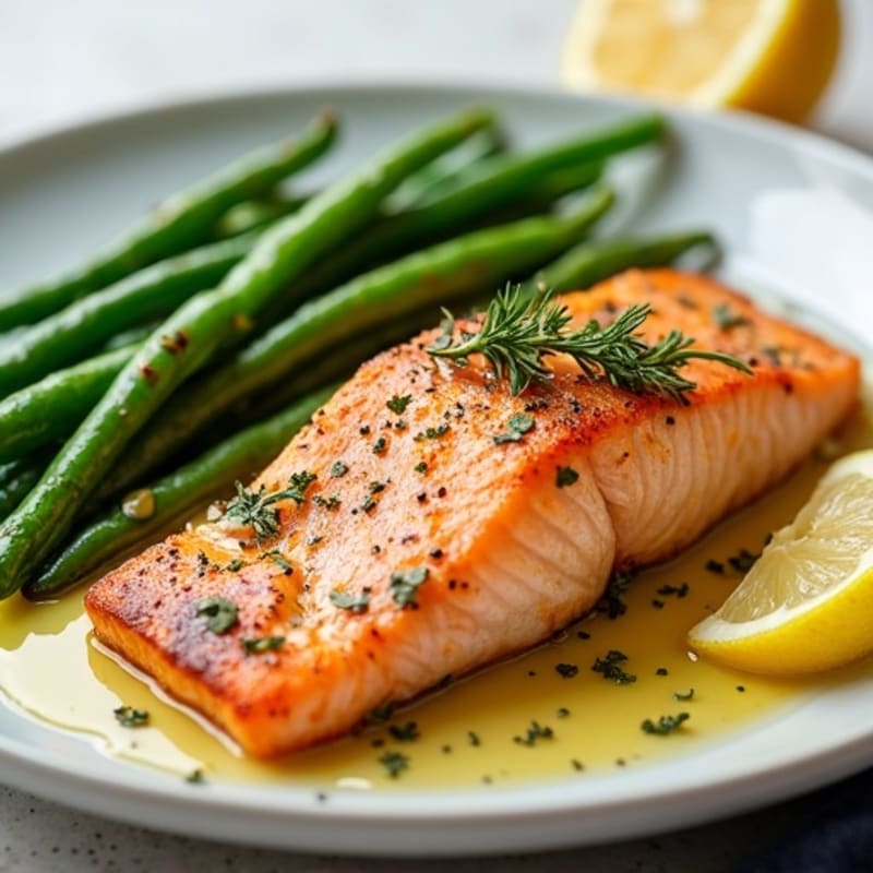 Lemon-Herb Roasted Salmon with Garlicky Green Beans