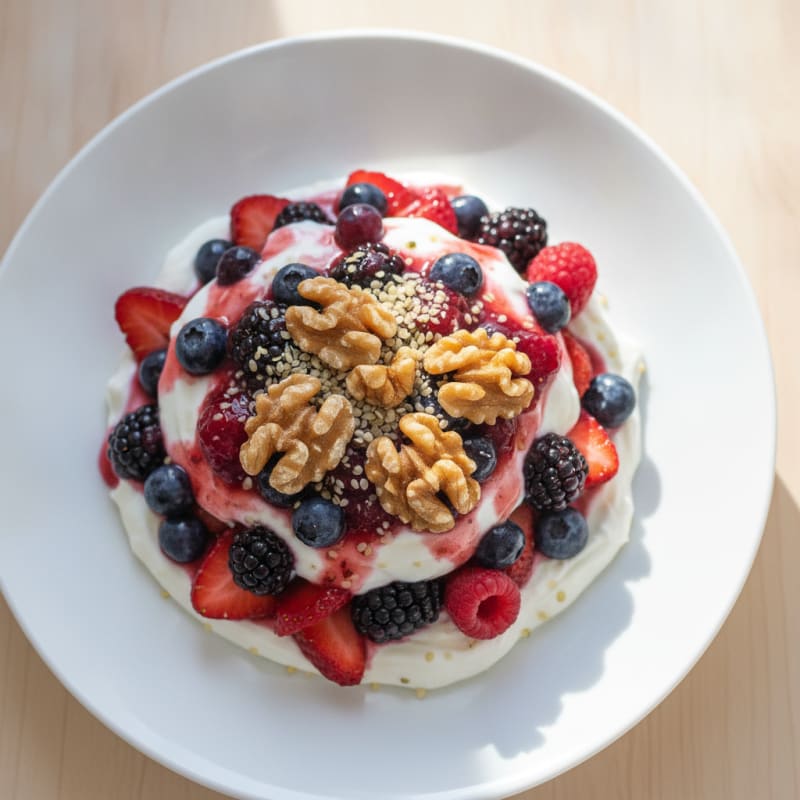 Greek Yogurt Protein Parfait with Mixed Berries