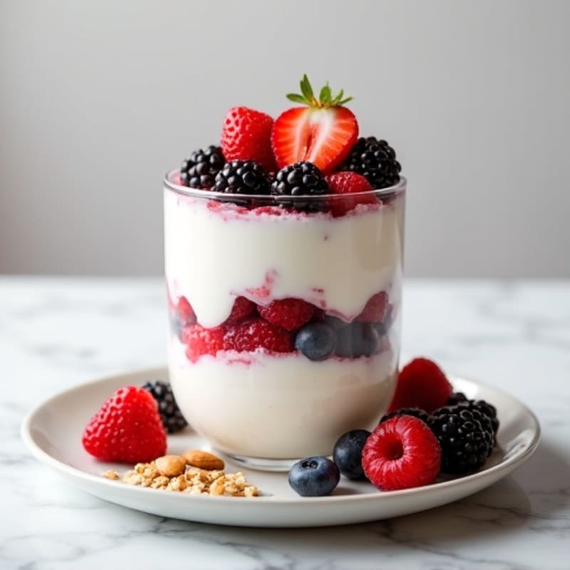 Creamy Greek Yogurt Parfait with Mixed Berries and Almonds