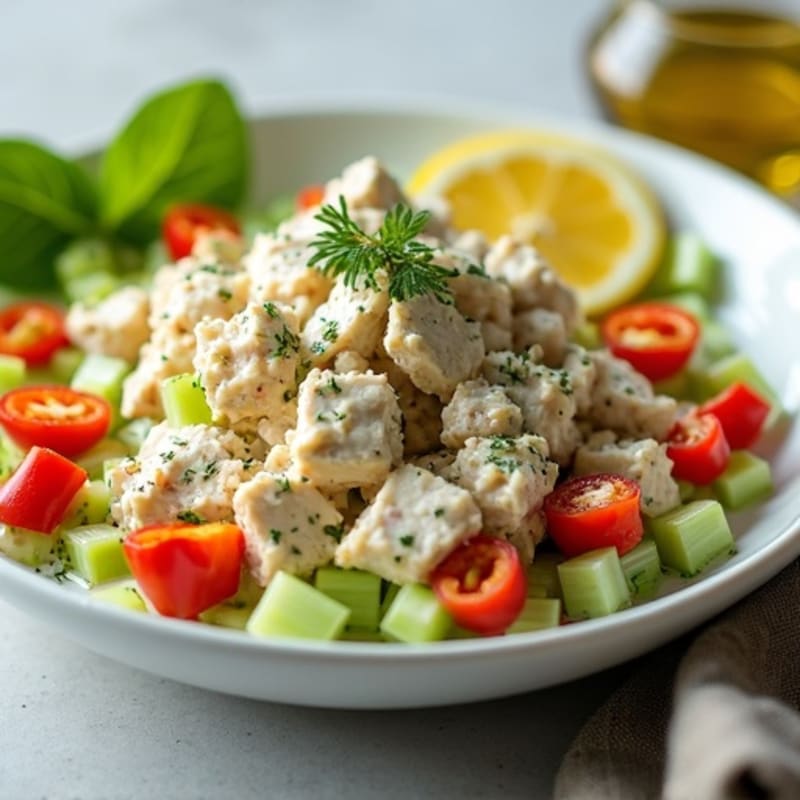 Creamy Dill Tuna Salad with Crunchy Celery and Bell Peppers