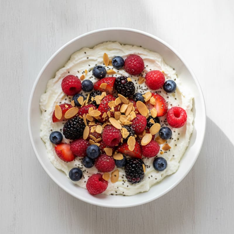 Greek Yogurt Protein Bowl with Mixed Berries and Almonds