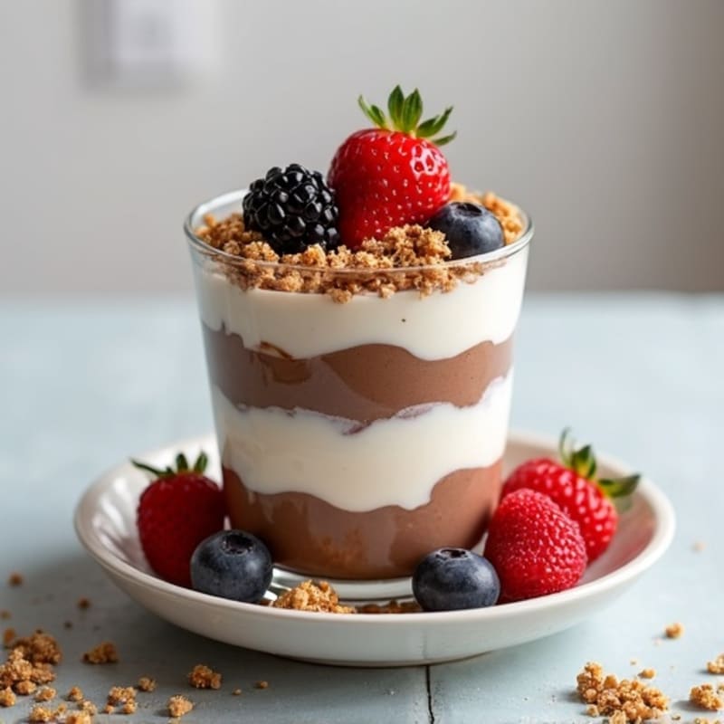 Chocolate Protein Yogurt Parfait with Berries