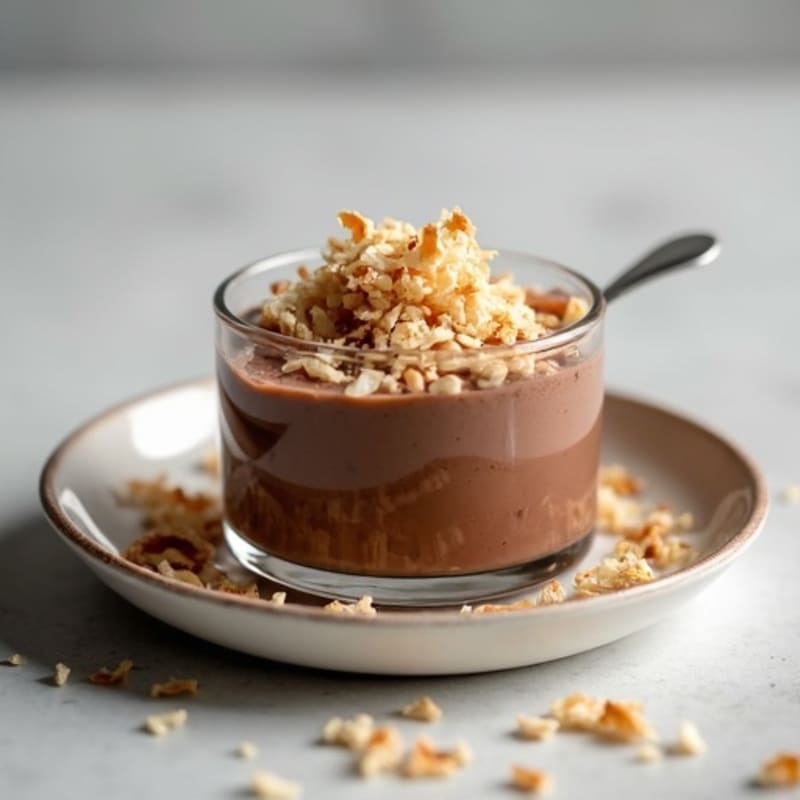 Silky Chocolate Protein Pudding with Toasted Coconut