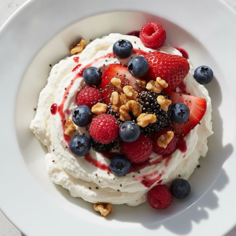 Greek Yogurt Protein Mousse with Mixed Berries