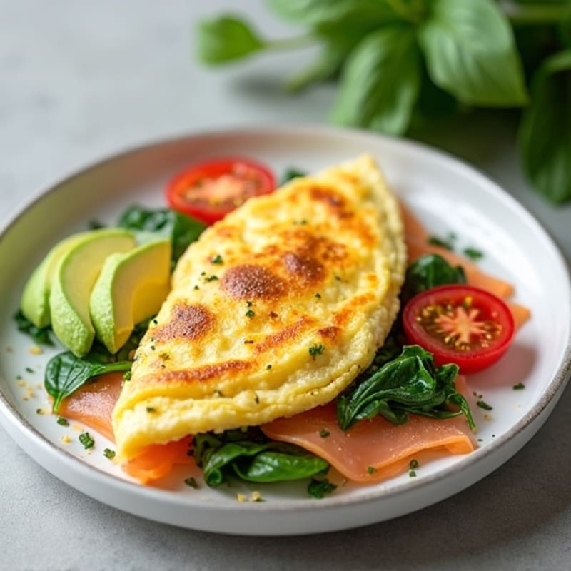 Egg White Omelette with Spinach and Smoked Salmon