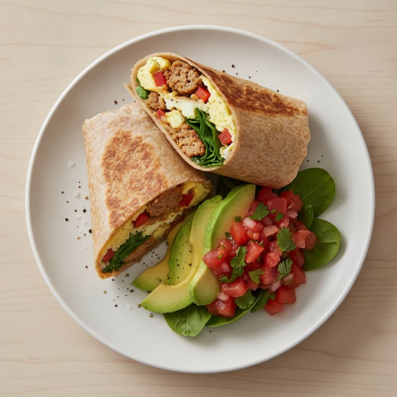 Hearty Sausage Breakfast Burrito with Salsa