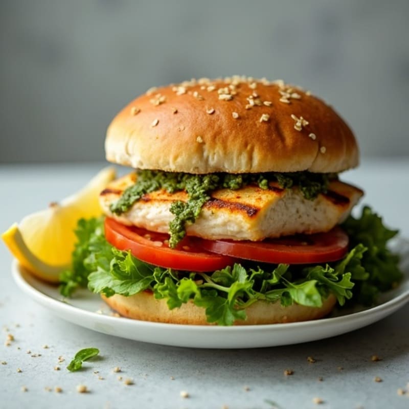 Herb-Pesto Grilled Chicken Sandwich with Fresh Greens