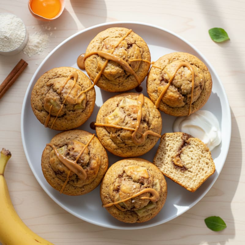 Golden Peanut Butter Banana Muffins