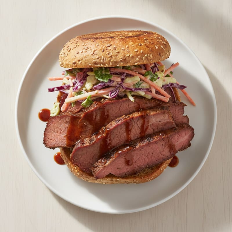 Smoky Brisket Sandwich with Tangy Slaw