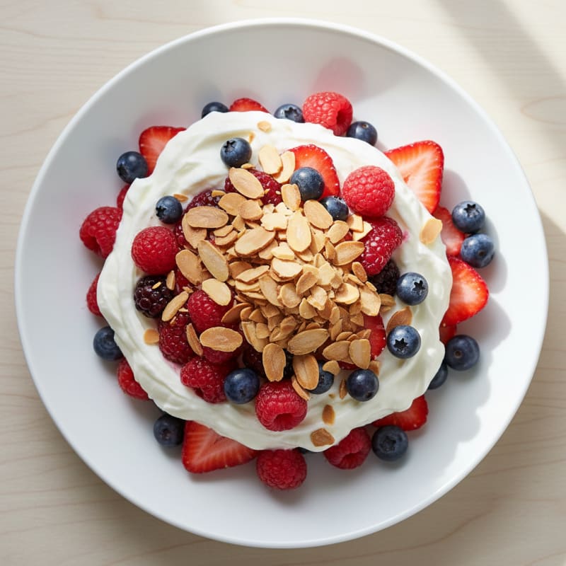 Greek Yogurt Protein Parfait with Berries and Almonds