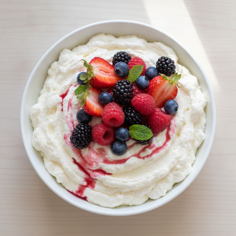 Greek Yogurt Protein Mousse with Mixed Berries