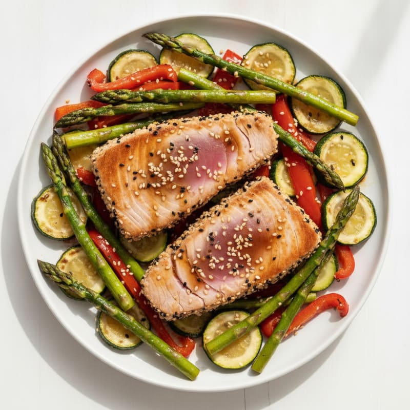 Seared Tuna with Roasted Vegetables