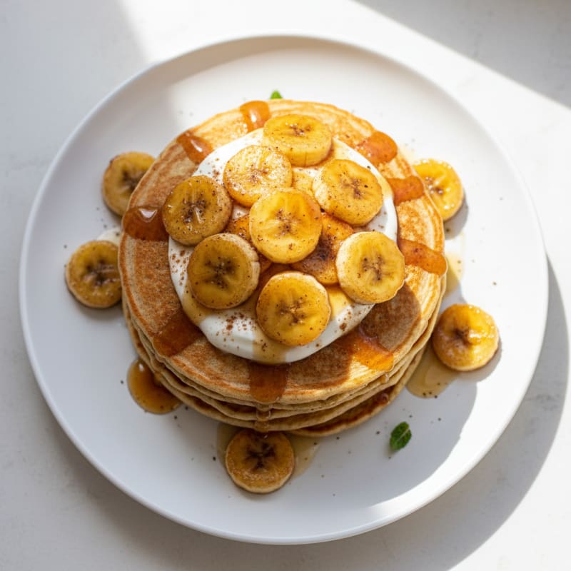 Golden Caramelized Banana Pancakes