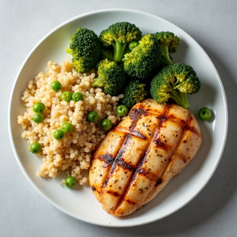 Grilled Chicken Breast with Roasted Broccoli and Quinoa