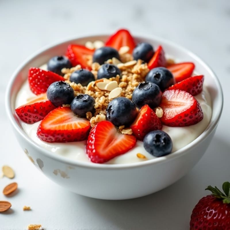 Creamy Greek Yogurt Bowl with Fresh Berries and Crunchy Granola