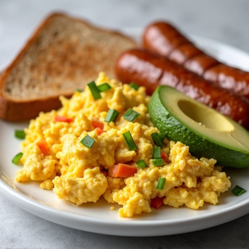 Egg White and Cottage Cheese Scramble with Turkey Sausage