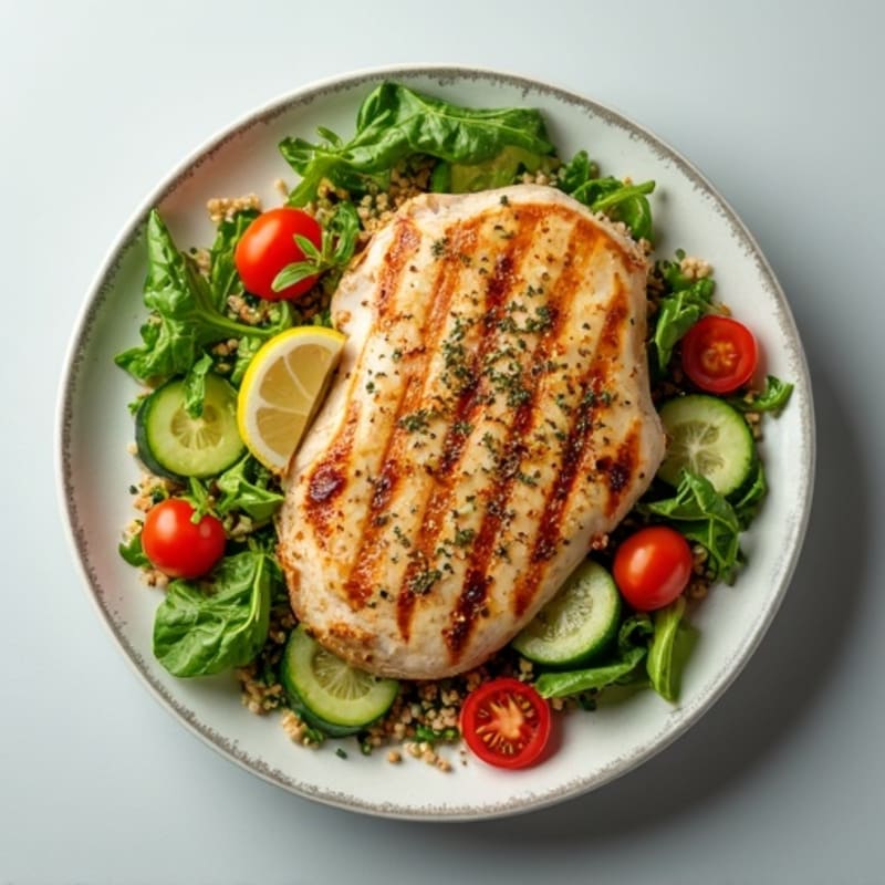 Grilled Turkey Breast with Mixed Greens and Quinoa Salad