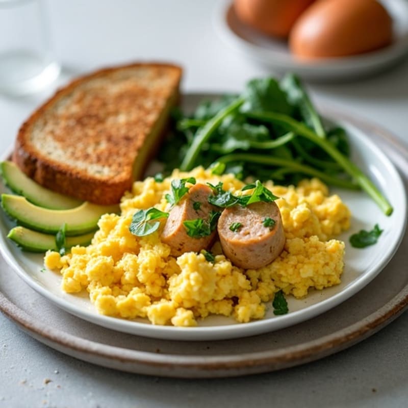 Egg White Scramble with Spinach and Turkey Sausage