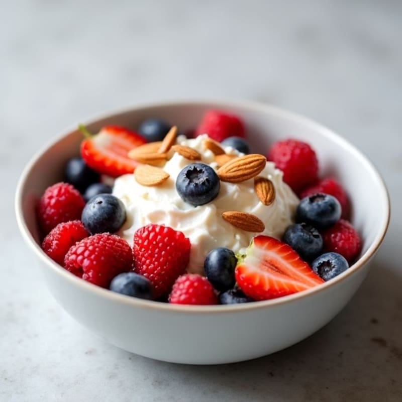 Creamy Cottage Cheese with Fresh Berries and Crunchy Almonds