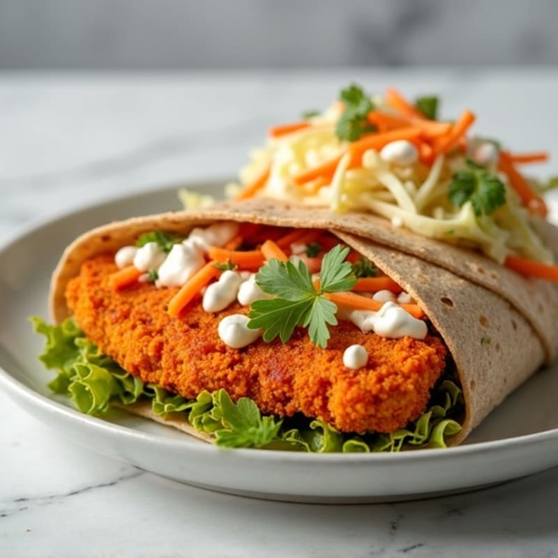Crispy Buffalo Chicken Wrap with Creamy Ranch Slaw