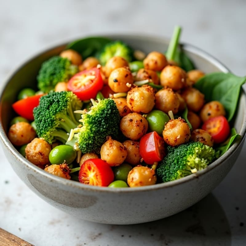 Crispy Roasted Chickpea and Mixed Vegetable Bowl
