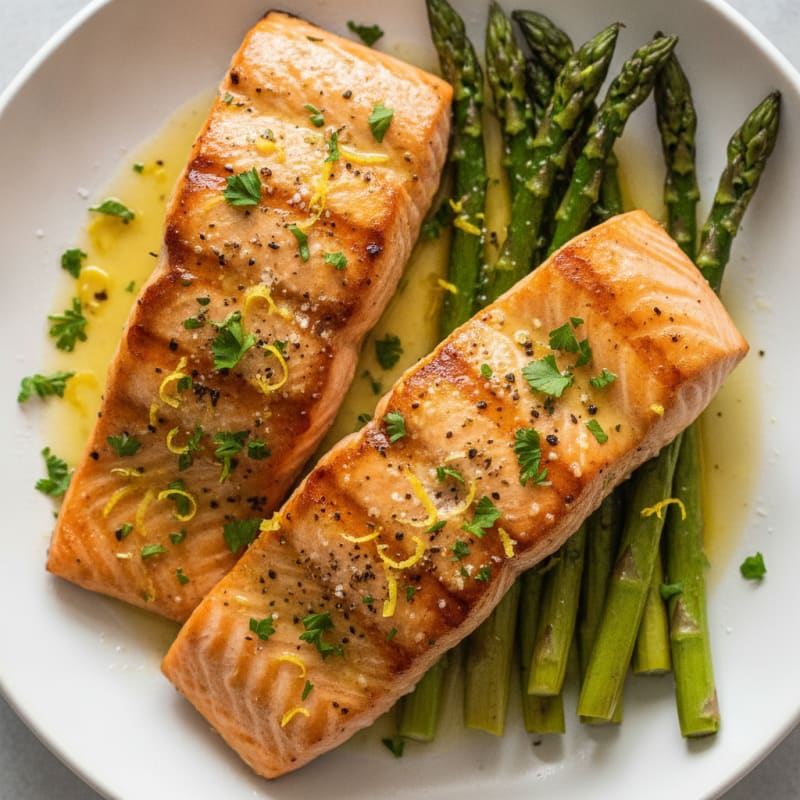 Lemon Herb Grilled Salmon with Asparagus