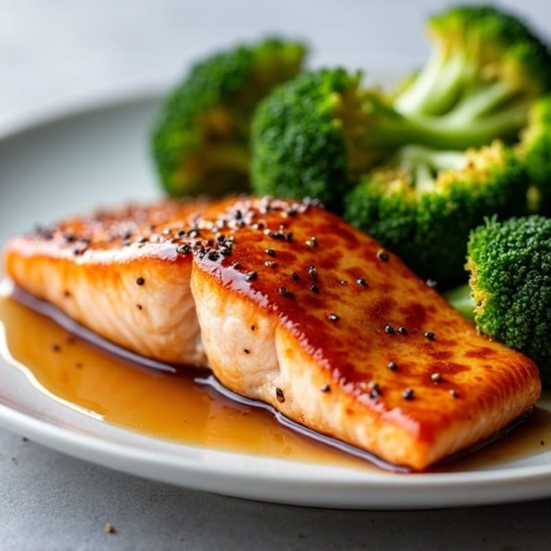 Pan-Seared Teriyaki Salmon with Roasted Broccoli