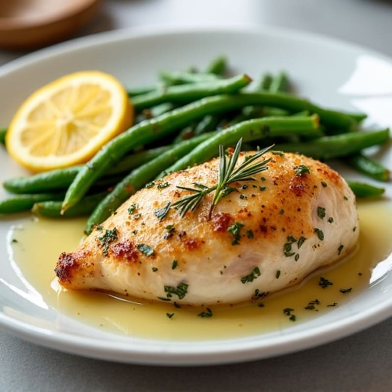 Lemon Herb Roasted Chicken with Crispy Green Beans