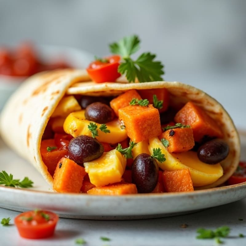 Crispy Sweet Potato and Black Bean Breakfast Burrito