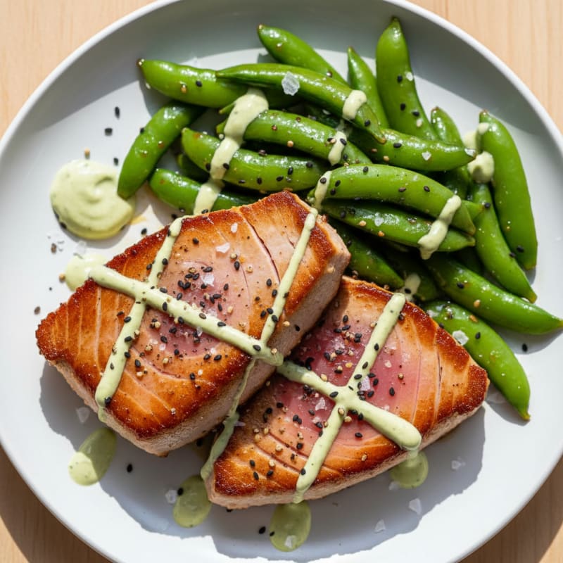 Pan-Seared Ahi Tuna with Zesty Wasabi Mayo