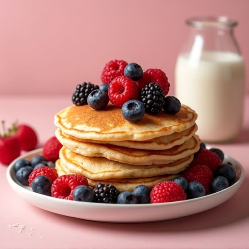 Fluffy Protein Pancakes with Mixed Berries