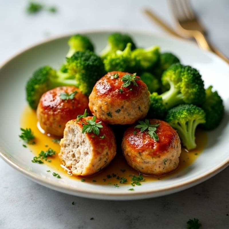 Herb-Garlic Turkey Meatballs with Roasted Broccoli