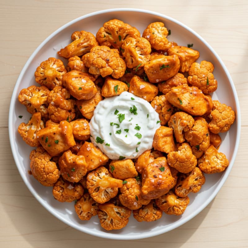 Crispy Buffalo Cauliflower Bites with Ranch