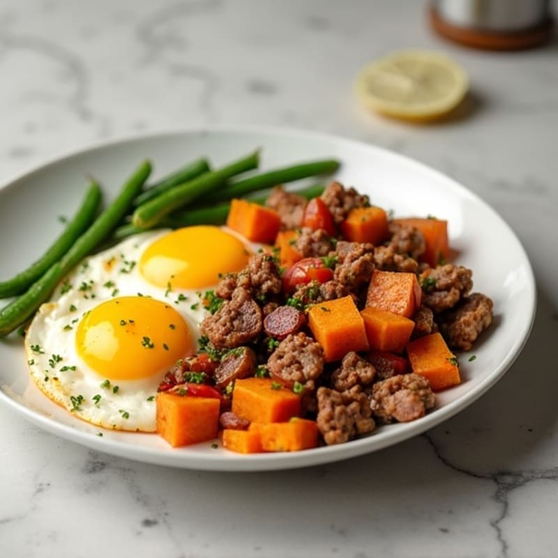 Egg and Sweet Potato Hash with Green Beans