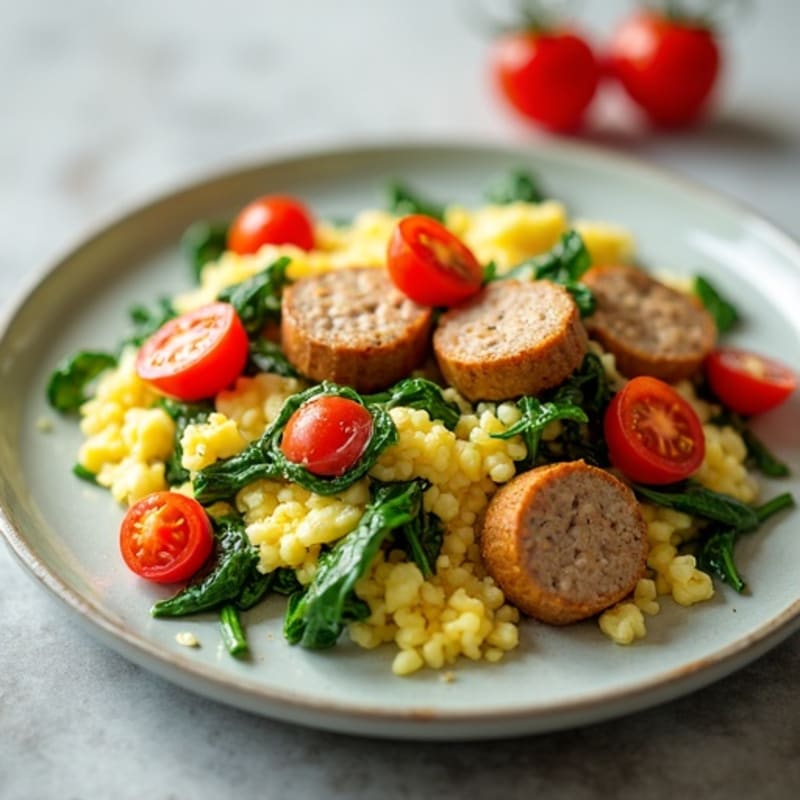 Egg White Scramble with Spinach and Turkey Sausage