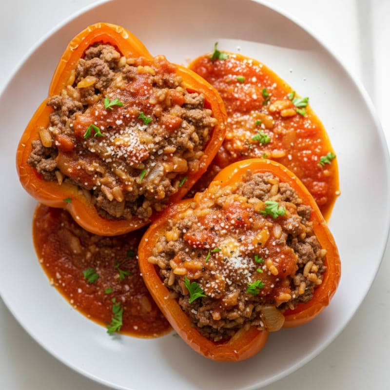Beef and Rice Stuffed Bell Peppers