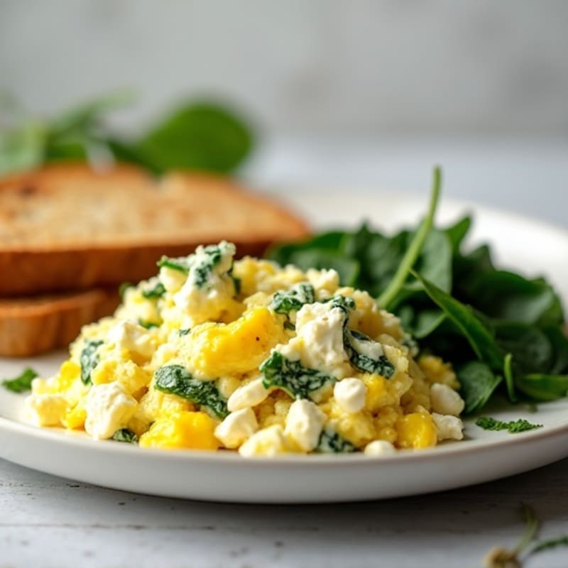 Egg White Spinach Scramble with Cottage Cheese